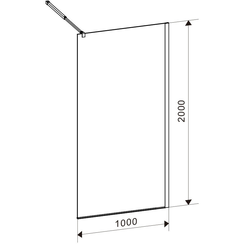 ŚCIANKA PRYSZNICOWA SH04D CZARNA 100 CM 8 MM SH04D-BL-100
