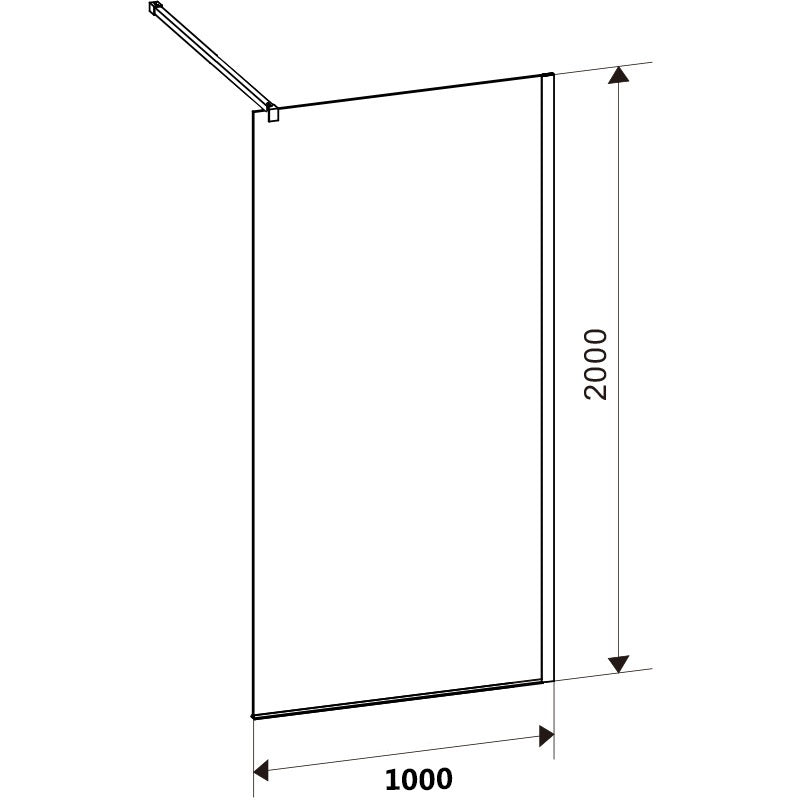 ŚCIANKA PRYSZNICOWA SH05D CZARNA 100 CM 8 MM SH05D-BL-100