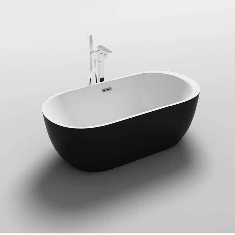 WANNA WOLNOSTOJĄCA PORTO 503A CZARNA PRZELEW CHROM 150x75 PORTO-503A-BL-150X75