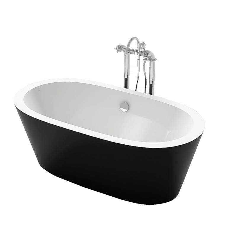 WANNA WOLNOSTOJĄCA PORTO 503A CZARNA PRZELEW CHROM 150x75 PORTO-503A-BL-150X75