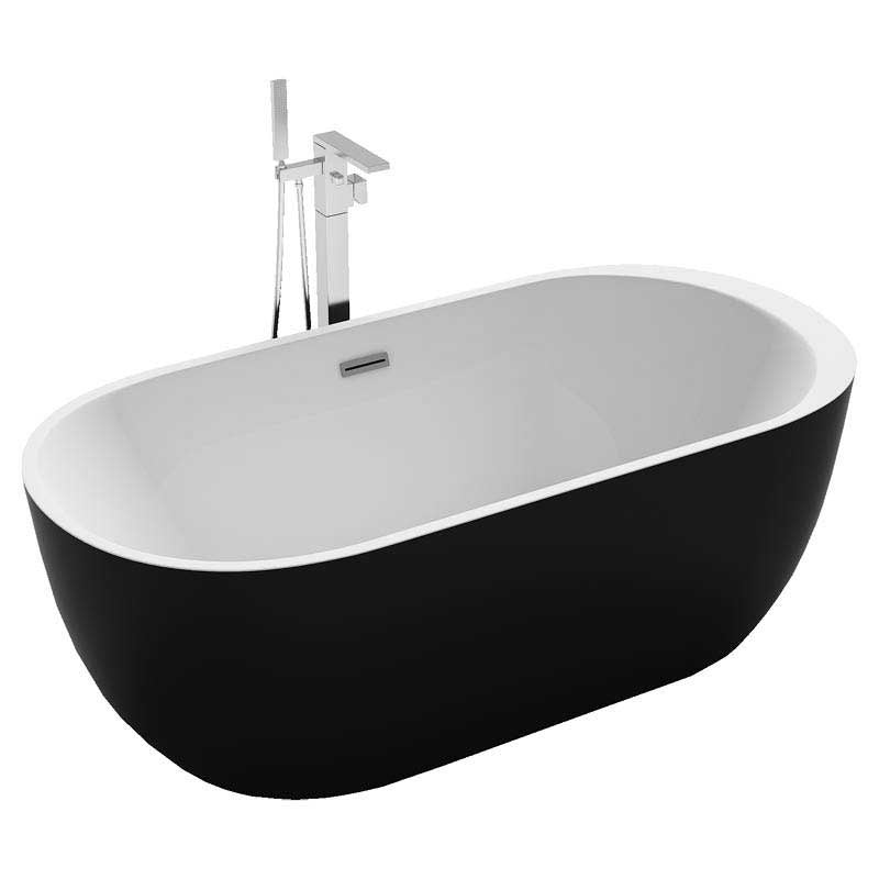 WANNA WOLNOSTOJĄCA PORTO 503B CZARNA PRZELEW CHROM 170x75 CM PORTO-503B-BL-170X75