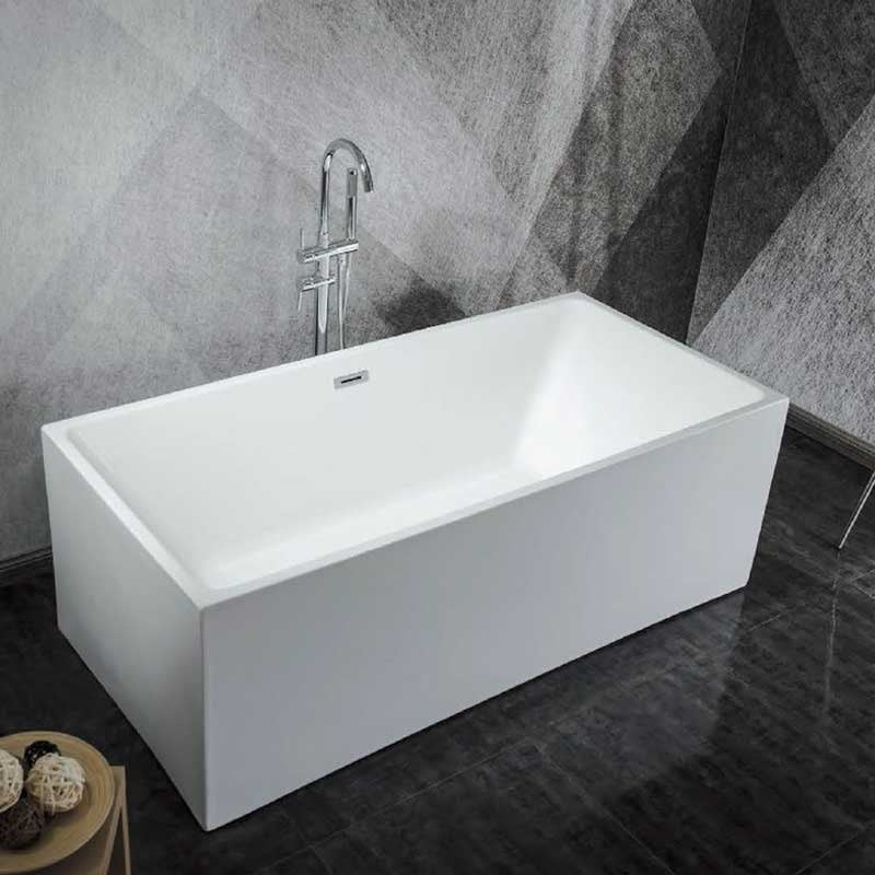 WANNA WOLNOSTOJĄCA PRZYŚCIENNA SANTA 507A BIAŁA PRZELEW CHROM 150x75 CM SANTA-507A-150X75