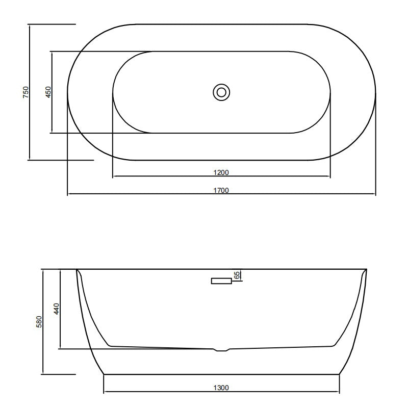 WANNA WOLNOSTOJĄCA CESANA 518C BIAŁA PRZELEW ZŁOTY 170x75 CM CESANA-518C-P-GL