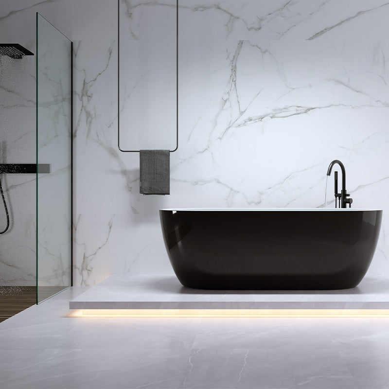 WANNA WOLNOSTOJĄCA PORTO 503A CZARNA PRZELEW CHROM 150x75 PORTO-503A-BL-150X75