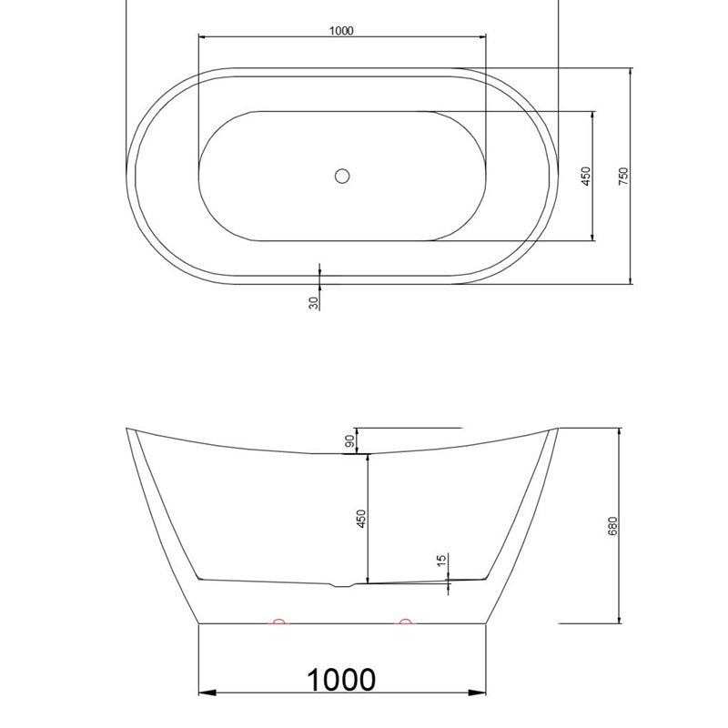 WANNA WOLNOSTOJĄCA RICA 513A BIAŁA PRZELEW BIAŁY POŁYSK 150x75 CM RICA-513A-P-WH
