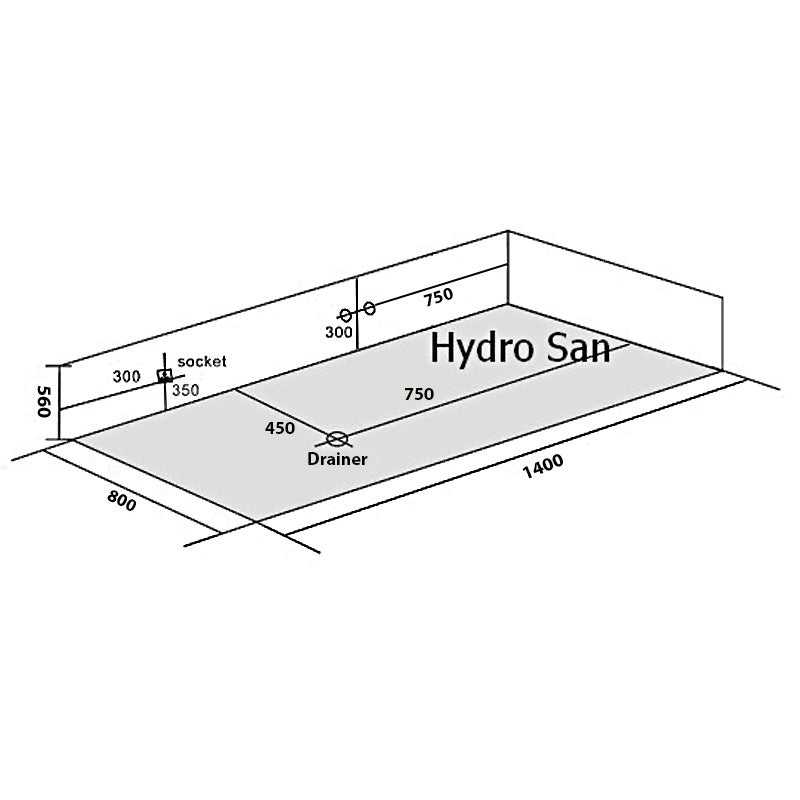 WANNA Z HYDROMASAŻEM LEMUR 796L LEWY BIAŁA 140x80 CM LEMUR-796L-140