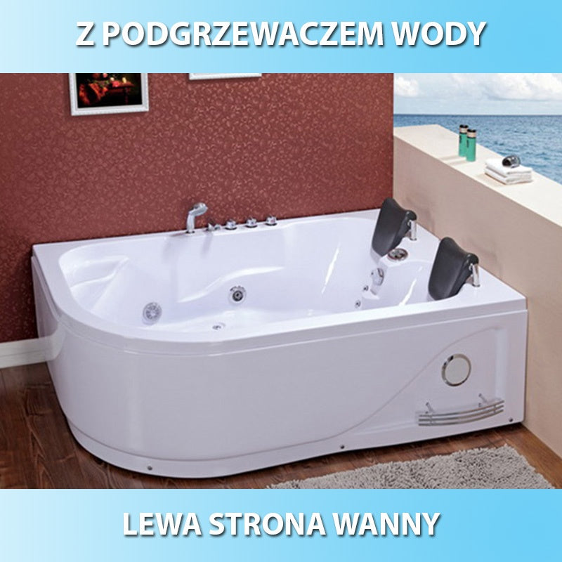 WANNA Z HYDROMASAŻEM Z PODGRZEWACZEM CARMEN 631LH LEWA BIAŁA 180x120 CM CARMEN-631H-L-180