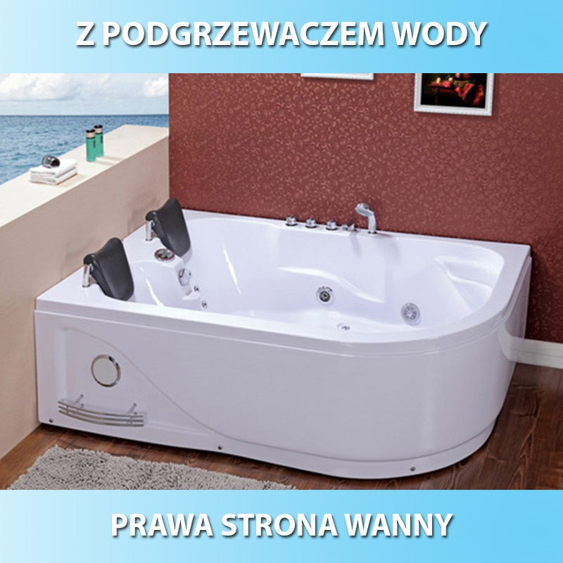 WANNA Z HYDROMASAŻEM CARMEN 631RH PRAWA BIAŁA 180x120 CM CARMEN-631H-R-180