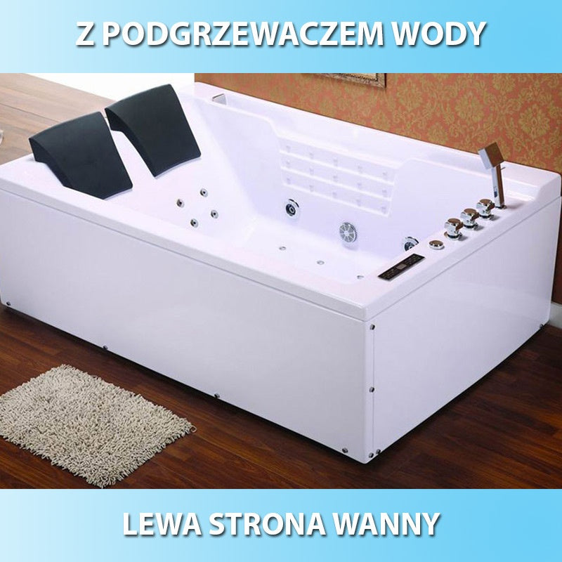 WANNA Z HYDROMASAŻEM Z PODGRZEWACZEM FENIX 606BH LEWA BIAŁA 180x120 CM FENIX-606BH-L-180