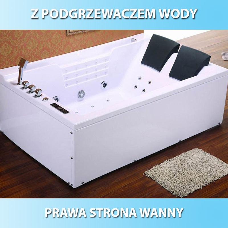 WANNA Z HYDROMASAŻEM Z PODGRZEWACZEM FENIX 606AH PRAWA BIAŁA 180x120 CM FENIX-606AH-P-180