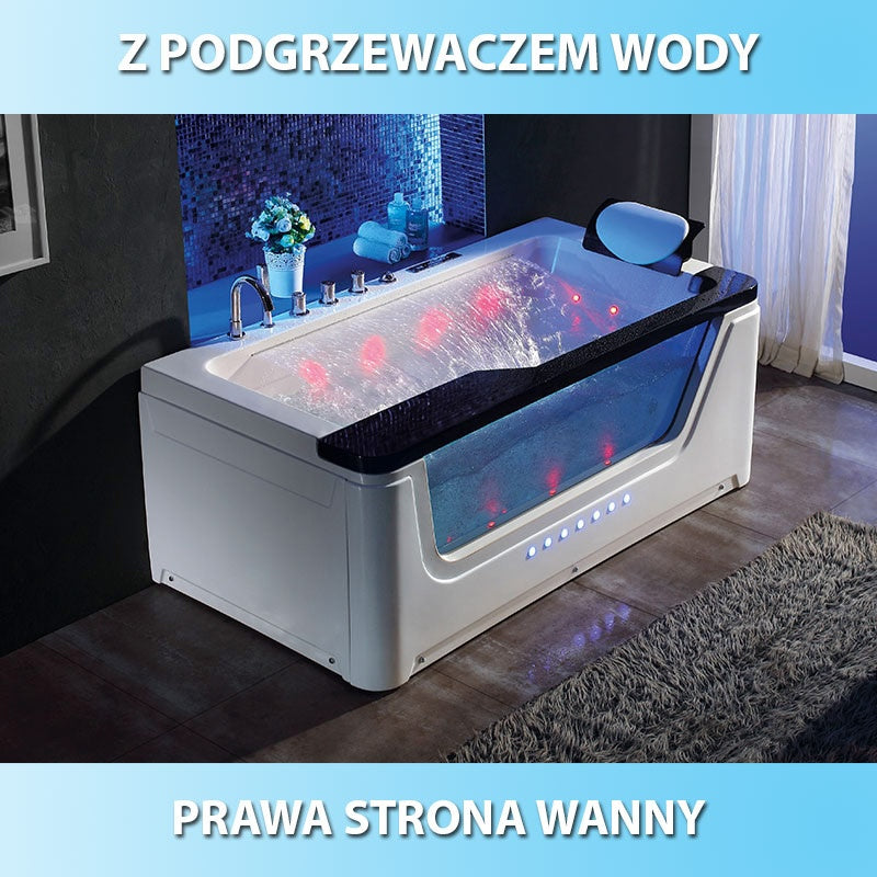 WANNA Z HYDROMASAŻEM NEVADA 912 CZARNA 170x90 CM NEVADA-912-BL