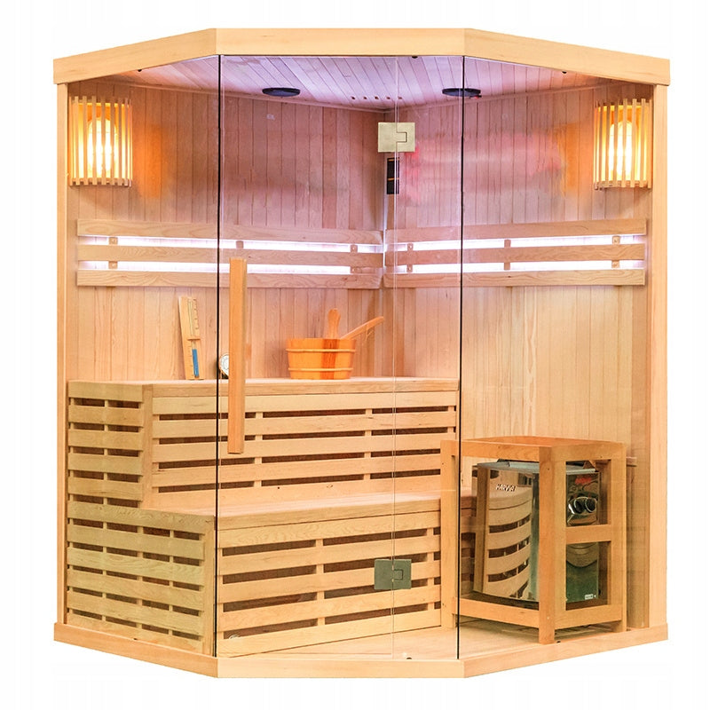 SAUNA FIŃSKA WYSOKOTEMPERATUROWA Z PIECEM OSLO7/HRAVIA 5-6 OSOBOWA 180x180 OSLO7