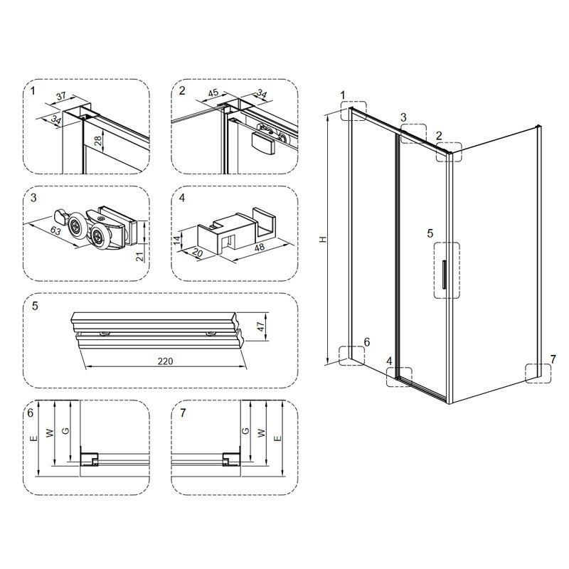 KABINA PRYSZNICOWA PROSTOKĄTNA SUPER SLIM NOVA CHROM 120x90 CM 6 MM NOVA-CH-120X90