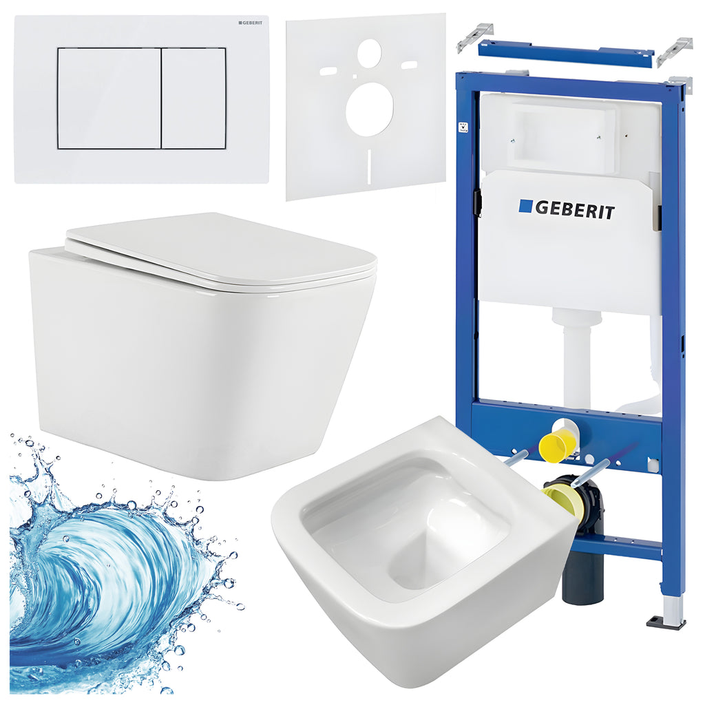 ZESTAW PODTYNKOWY WC STELAŻ GEBERIT DUOFIX MISKA AQUA-WH-03 PRZYCISK DELTA 30 BIAŁY ZES-AQUA-4