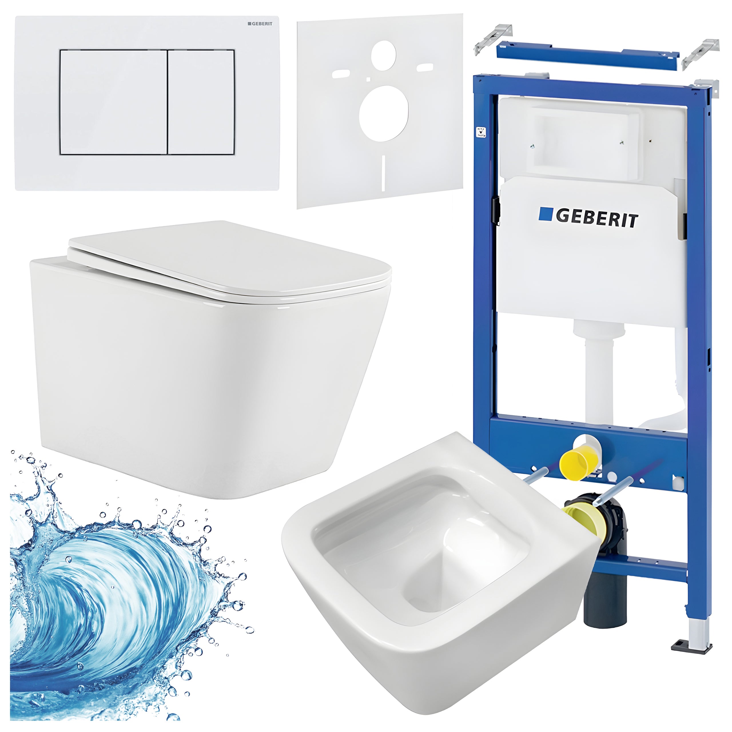 ZESTAW PODTYNKOWY WC STELAŻ GEBERIT DUOFIX MISKA AQUA-WH-03 PRZYCISK DELTA 30 BIAŁY ZES-AQUA-4