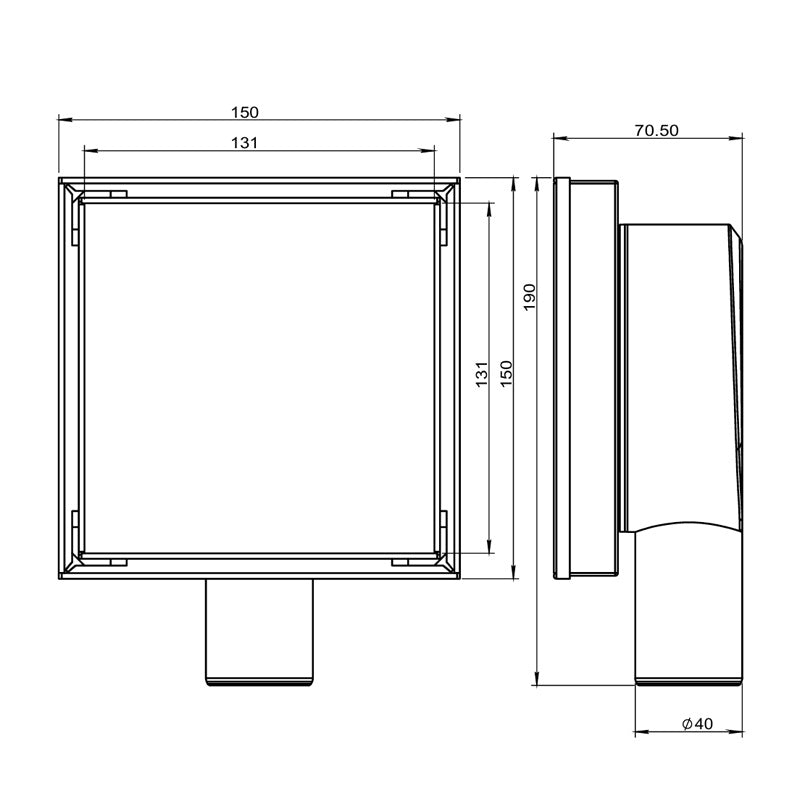 ODPŁYW LINIOWY KWADRATOWY OBROTOWY DL07 360 FIX G1 CZARNY 15x15 CM DL07-360-FIX-G1-BL15
