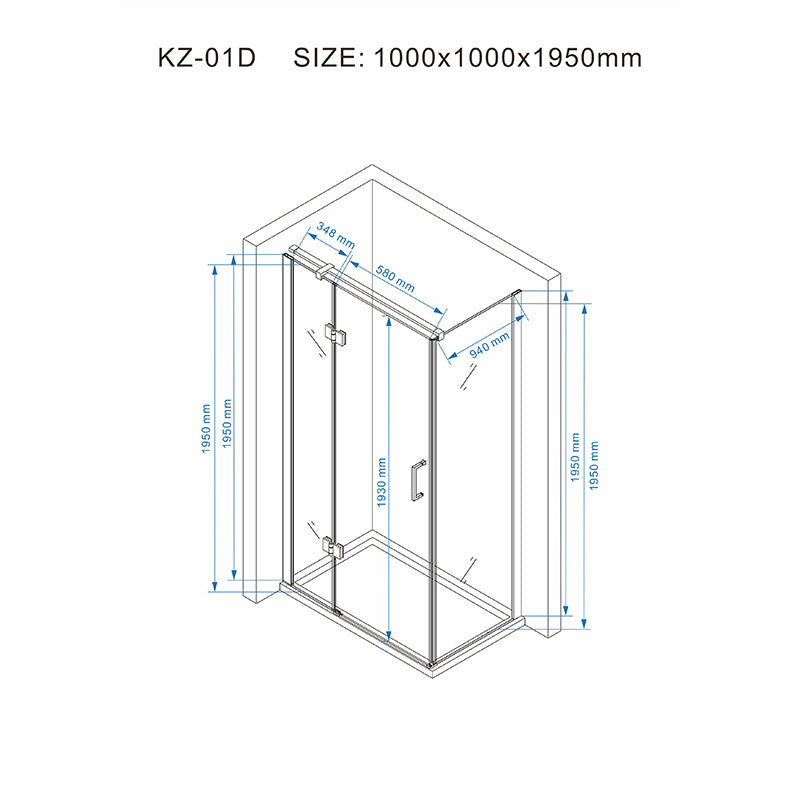 KABINA PRYSZNICOWA KWADRATOWA KZ01D CZARNA100x100 CM KZ01D-BL-100