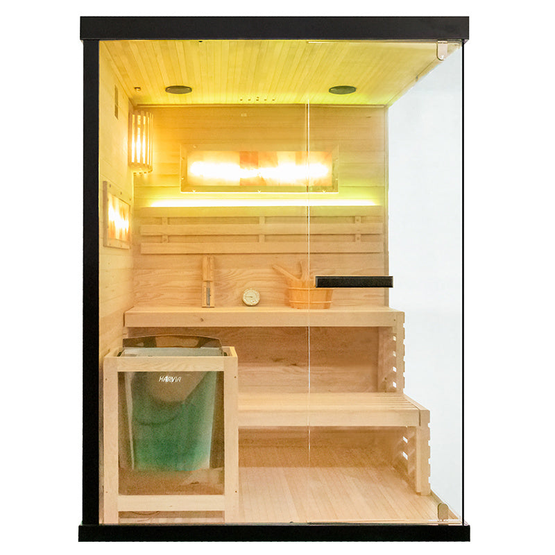 SAUNA FIŃSKA WYSOKOTEMPERATUROWA Z PIECEM LARK3/HARVIA 4,5KW 3-4 OSOBOWA 140x150 CM LARK3