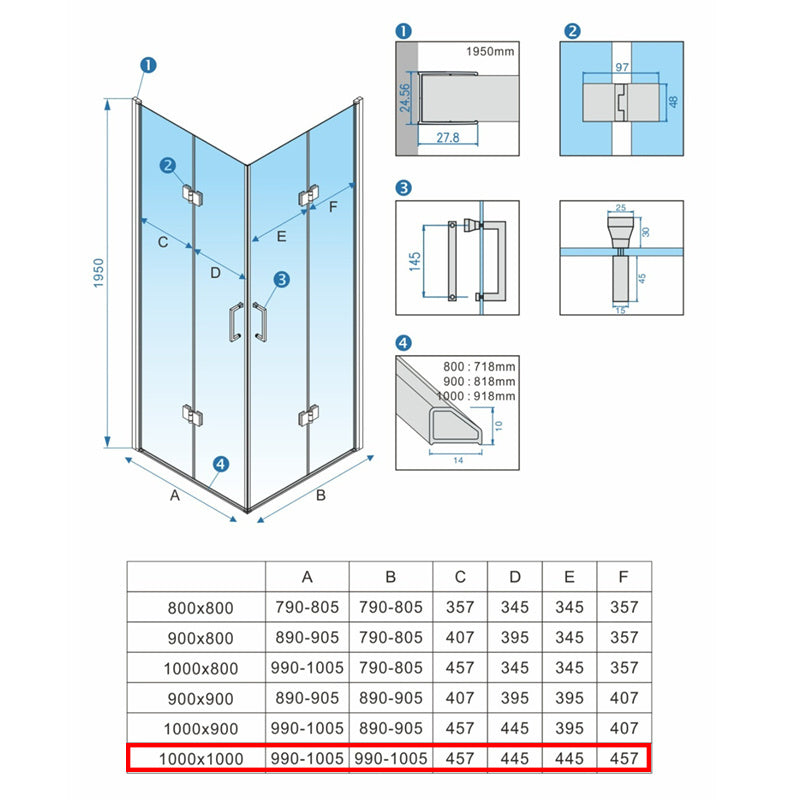 KABINA PRYSZNICOWA KWADRATOWA + BRODZIK KZ08D/SXL02C CZARNA/CZARNY 100x100 KZ08D-BL+SXL02C-BL