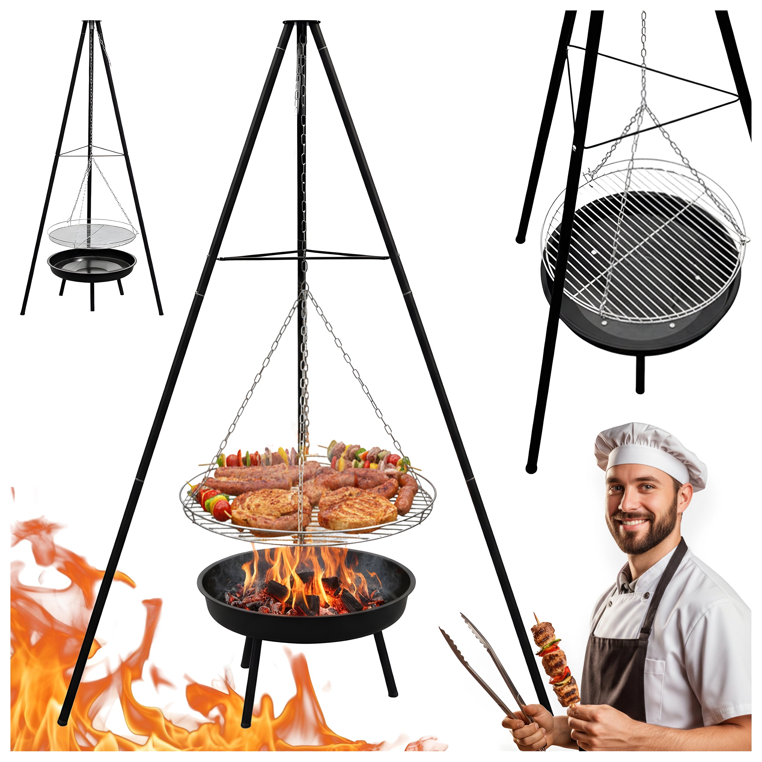 PALENISKO GRILL OGRODOWY WĘGLOWY Z POKRYWĄ VL08 CZARNE VL08-BLACK