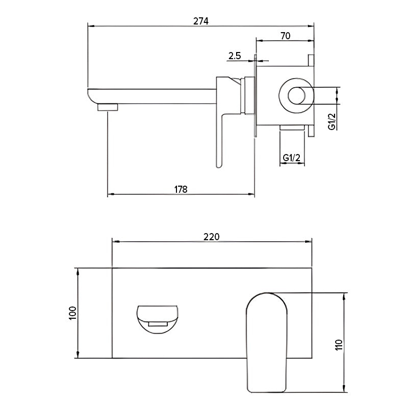 BATERIA UMYWALKOWA ŁAZIENKOWA PODTYNKOWA F05K-BL CZARNA F05K-BL