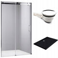 DRZWI PRYSZNICOWE Z BRODZIKIEM SH03D/ST04C CHROM/CZARNY 115-120/120x90 CM 8 MM