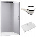 DRZWI PRYSZNICOWE Z BRODZIKIEM SH03D/ST04C CHROM/BIAŁY 115-120/120x90 CM 8 MM