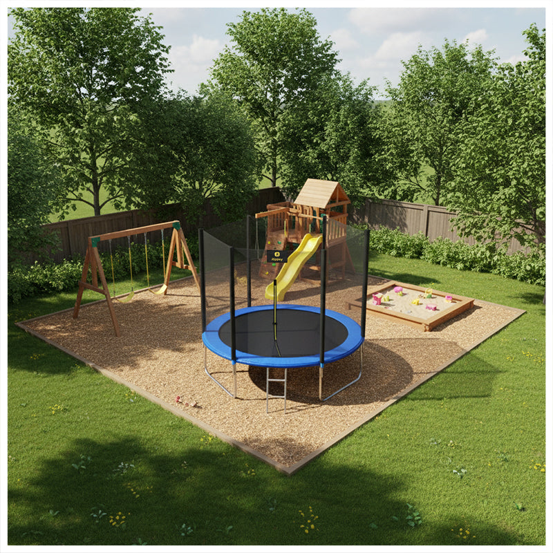 TRAMPOLINA OGRODOWA DLA DZIECI SKY 10FT CZARNO/NIEBIESKA 305 CM 10FT-SKY-305