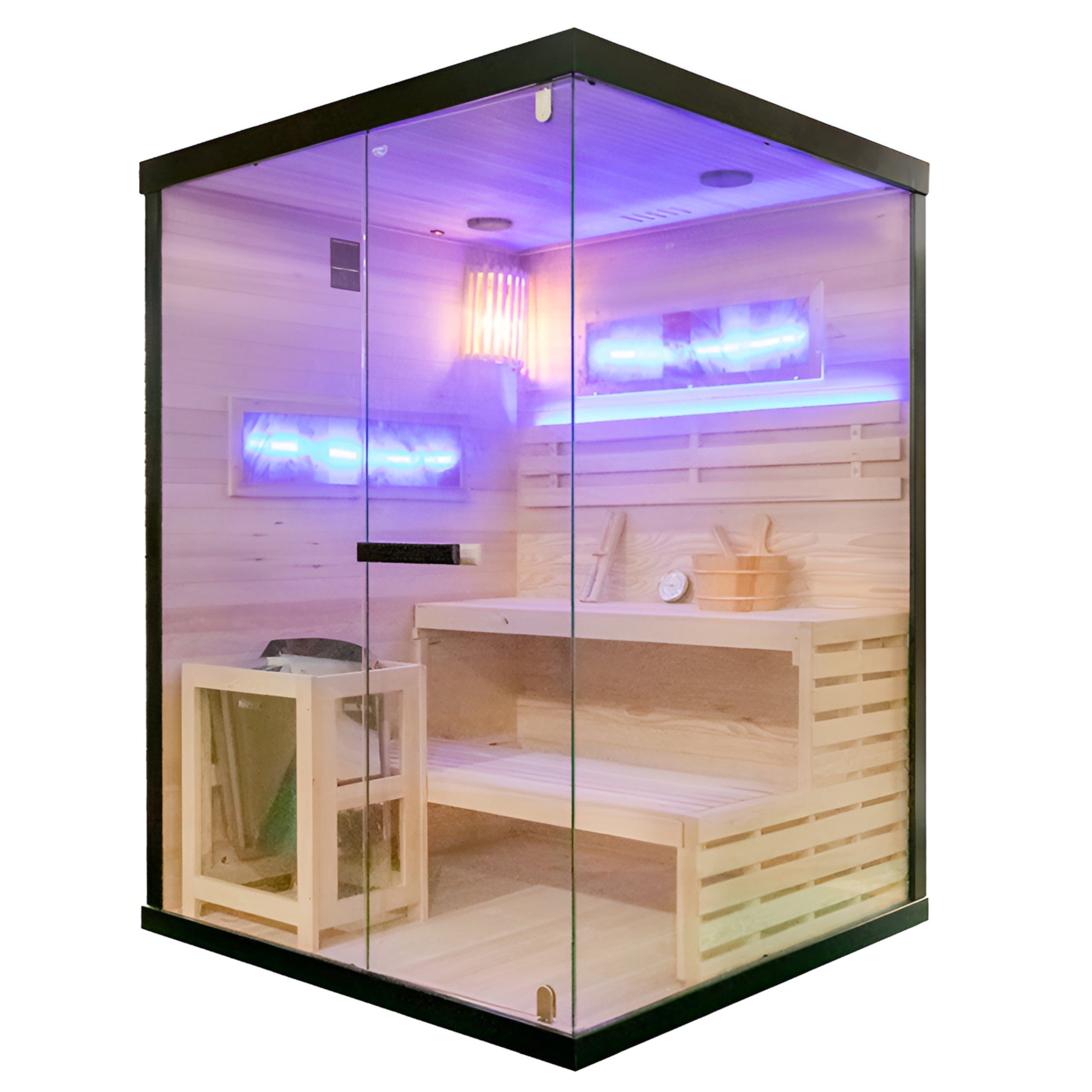 SAUNA FIŃSKA WYSOKOTEMPERATUROWA Z PIECEM LARK3/HARVIA 4,5KW 3-4 OSOBOWA 140x150 CM LARK3