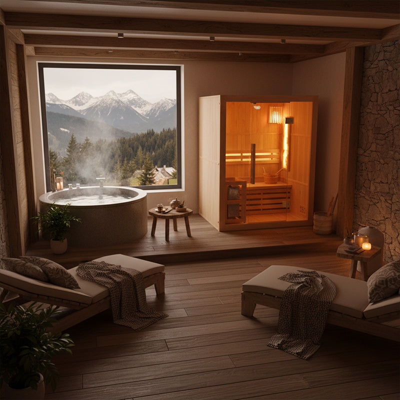 SAUNA FIŃSKA WYSOKOTEMPERATUROWA Z PIECEM KEMI3/HARVIA 3-4 OSOBOWA 150x120 KEMI3