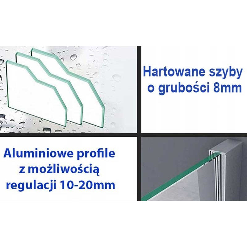 KABINA PRYSZNICOWA PROSTOKĄTNA KZ203A CHROM 100x80 CM KZ203A-100X80