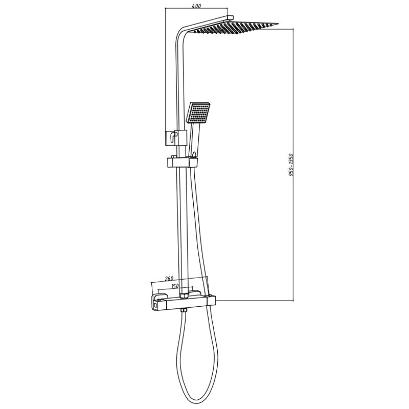 BATERIA PRYSZNICOWA Z TERMOSTATEM I DESZCZOWNICĄ T153A CHROM T153A