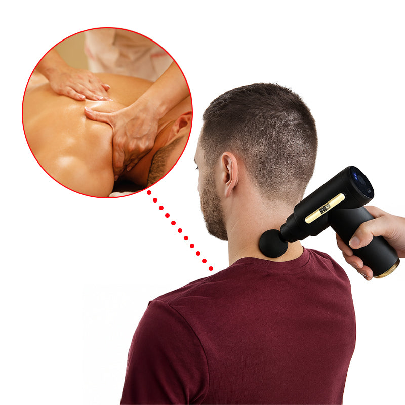 PISTOLET DO MASAŻU MASAŻER DO PLECÓW CIAŁA MASSAGE GUN + 4 KOŃCÓWEK RP07 RP07