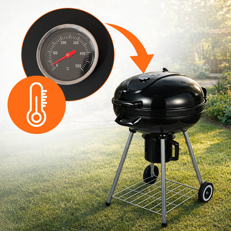 GRILL OGRODOWY WĘGLOWY Z POKRYWĄ OKRĄGŁY VL04 CZARNY VL04-BLACK