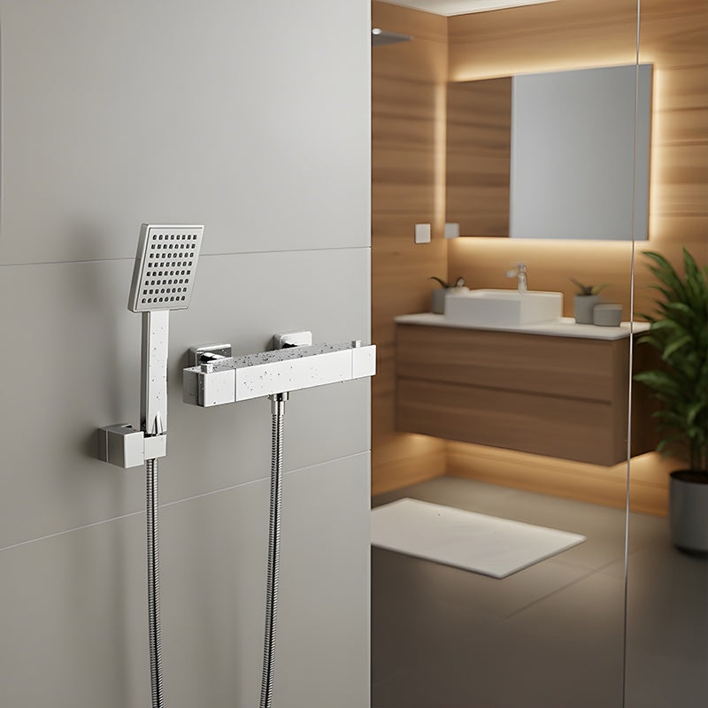 BATERIA WANNOWA ŚCIENNA PRYSZNICOWA ZESTAW Z TERMOSTATEM T202A CHROM T202A