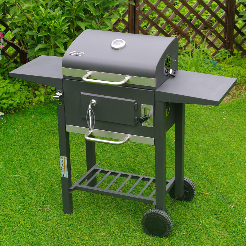 GRILL OGRODOWY WĘGLOWY Z POKRYWĄ I PÓŁKAMI VL14 SZARY VL14-GREY