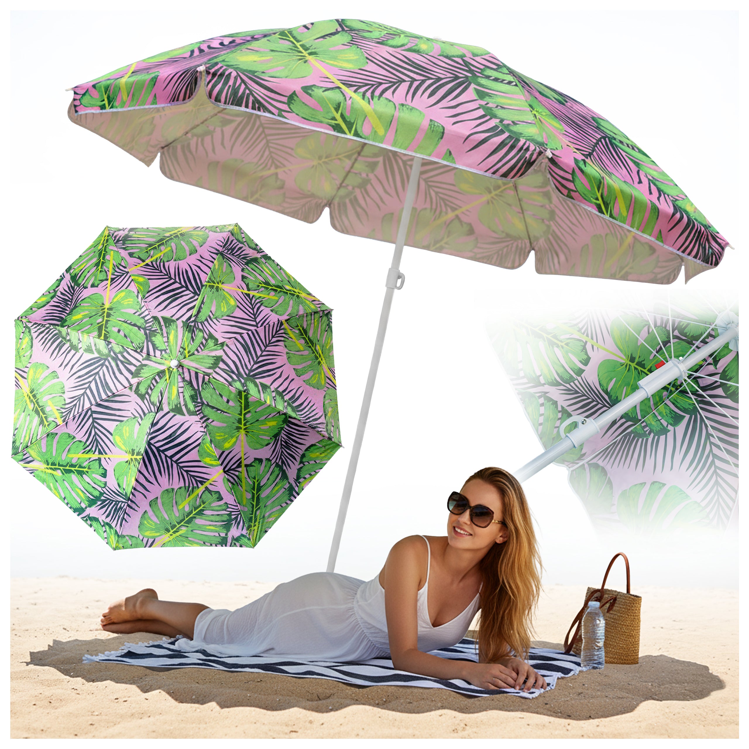 PARASOL PLAŻOWY OGRODOWY BALKONOWY KORAL 1C 180 CM KORAL-1C