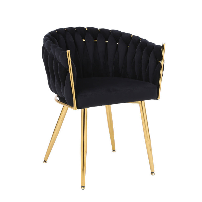 FOTEL KRZESŁO WELUROWE TAPICEROWANE RISO CZARNY NOGI ZŁOTE RISO-BL-GL