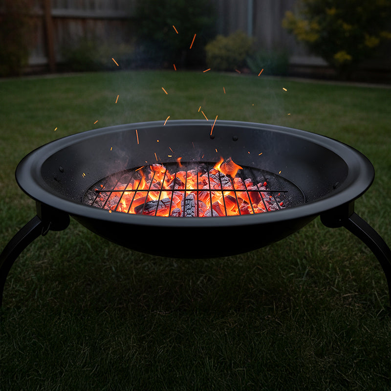 GRILL OGRODOWY WĘGLOWY Z POKRYWĄ VL07 CZARNY VL07-BLACK