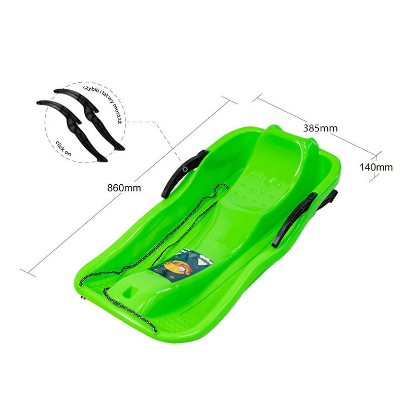 SANKI DZIECIĘCE Z HAMULCEM ŚLIZG PLASTIKOWY SKIPPER ZIELONE SKIPPER-GN