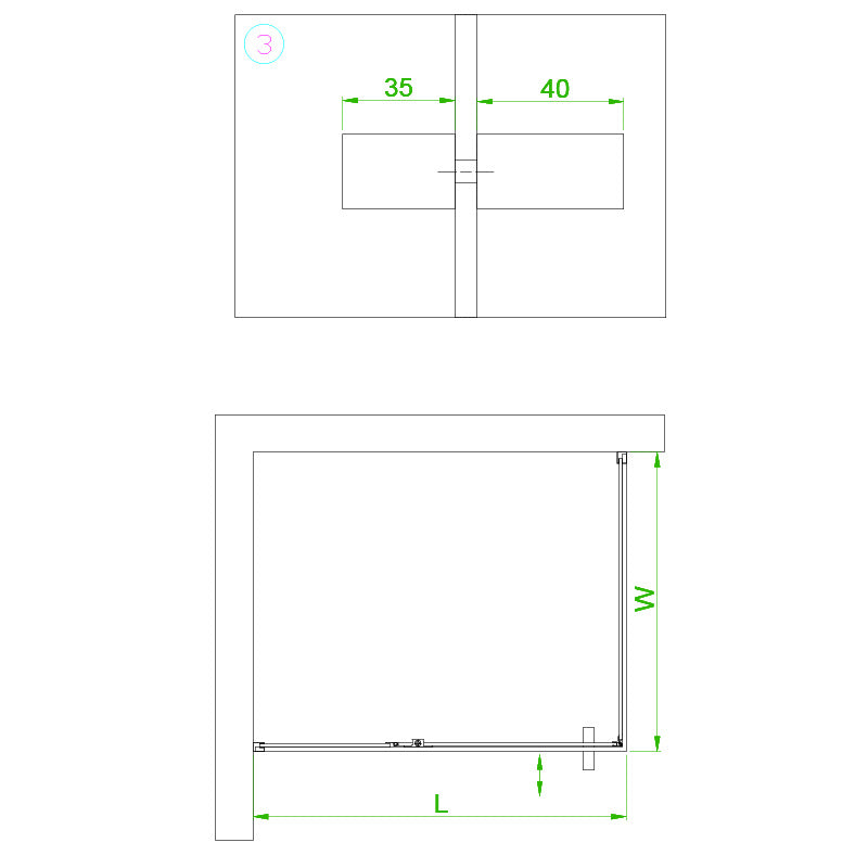 KABINA PRYSZNICOWA PROSTOKĄTNA BS16A CZARNA 100x90 CM BS16A-100X90