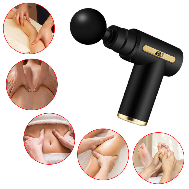 PISTOLET DO MASAŻU MASAŻER DO PLECÓW CIAŁA MASSAGE GUN + 4 KOŃCÓWEK RP07 RP07