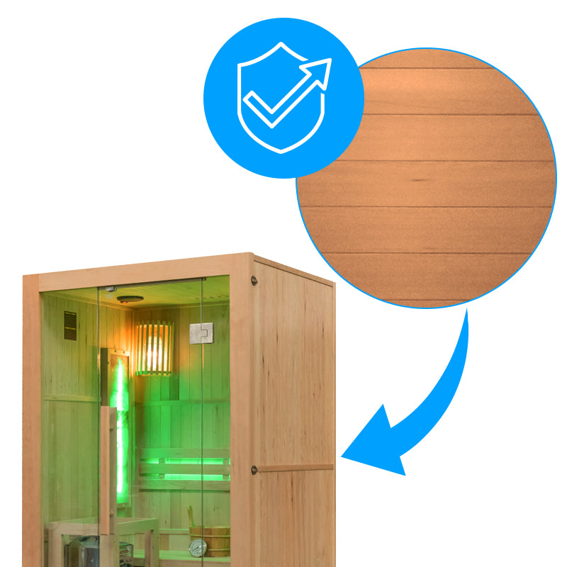 SAUNA FIŃSKA WYSOKOTEMPERATUROWA Z PIECEM KEMI1/HARVIA 1-2 OSOBOWA 120x105 KEMI1
