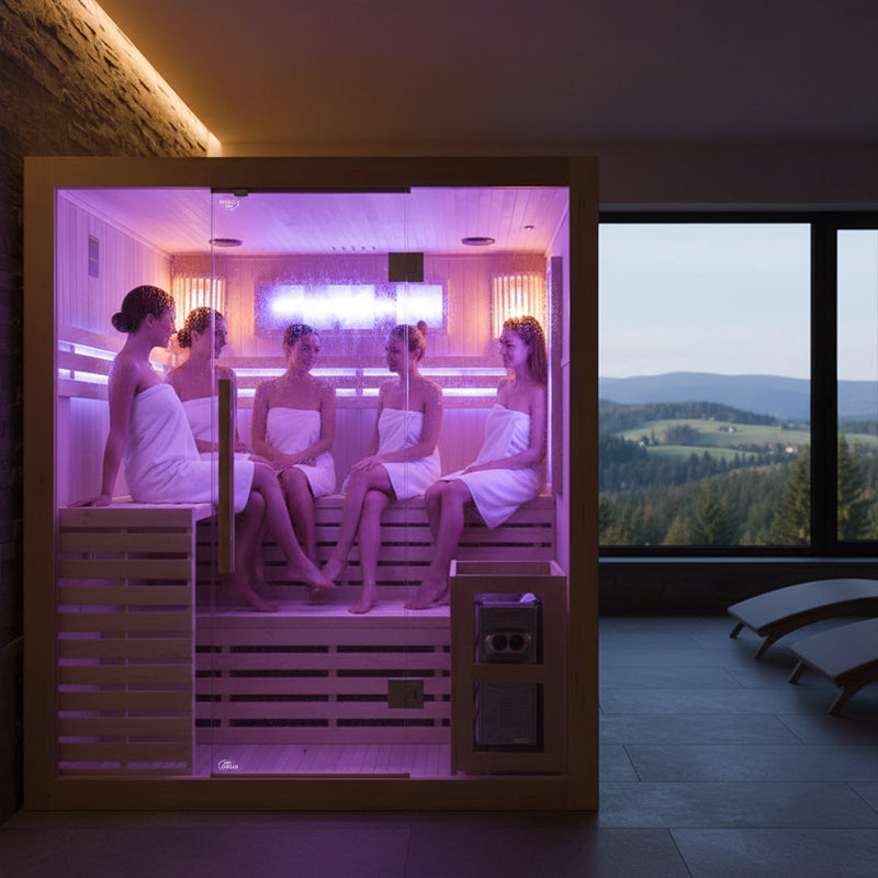 SAUNA FIŃSKA WYSOKOTEMPERATUROWA Z PIECEM KEMI5/HARVIA 4-5 OSOBOWA 180x160 KEMI5