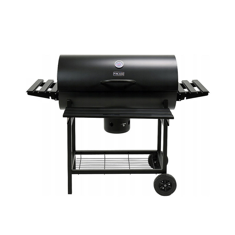 GRILL OGRODOWY WĘGLOWY Z POKRYWĄ I PÓŁKAMI VL09 CZARNY VL09-BLACK