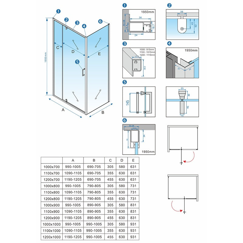 KABINA PRYSZNICOWA PROSTOKĄTNA + BRODZIK KZ06B/ST03A CHROM/BIAŁY 100x80 CM KZ06B+ST03A-WH