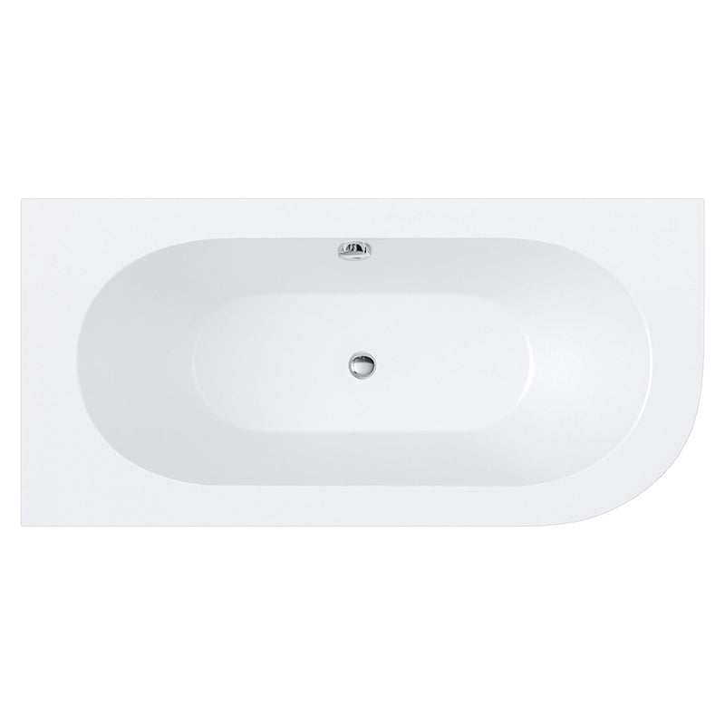 WANNA PRZYŚCIENNA Z OBUDOWĄ EBI LEWA BIAŁA PRZELEW CHROM 150x75 CM EBI-L-150X75-OBUD