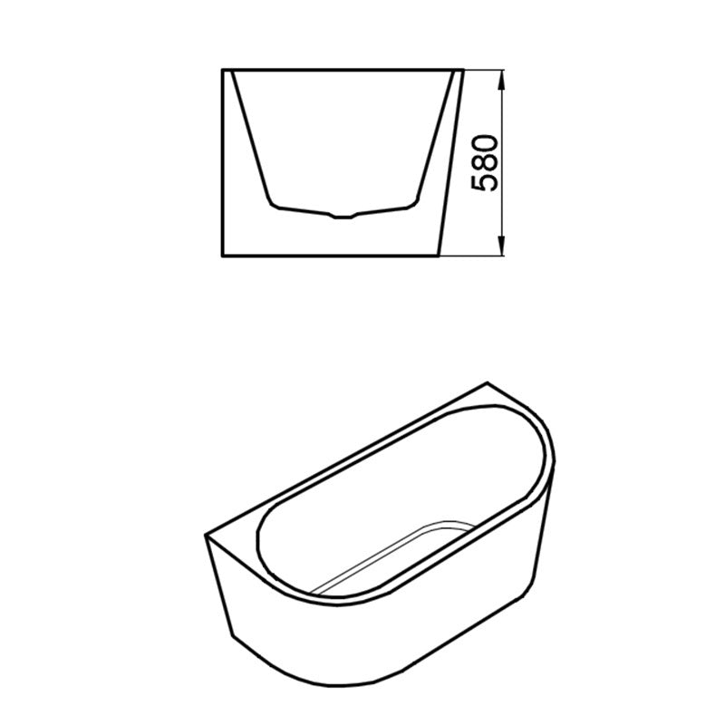 WANNA WOLNOSTOJĄCA PRZYŚCIENNA LENA 527B BIAŁA PRZELEW CZARNY 150x75 CM LENA-527B-P-BL
