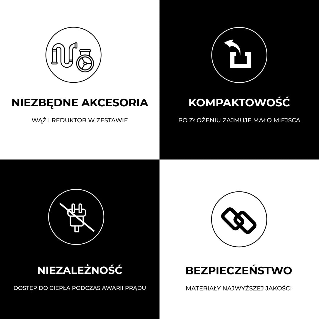 PIECYK GAZOWY DOMOWY GRZEJNIK GAZOWY NA BUTLĘ WĄŻ+REDUKTOR ECO-ONE 4200 WAT ECO-ONE