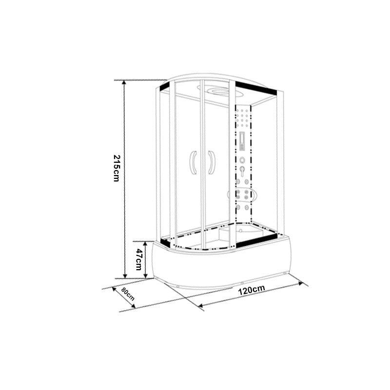 KABINA PRYSZNICOWA Z HYDROMASAŻEM I SAUNĄ WSH7106RS PRAWA 120x80 CM WSH7106RS-120X80